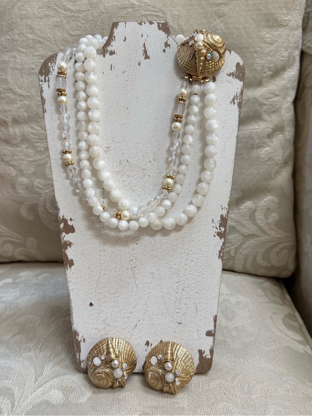 Vintage Monet Necklace and Clip On Earring Set
